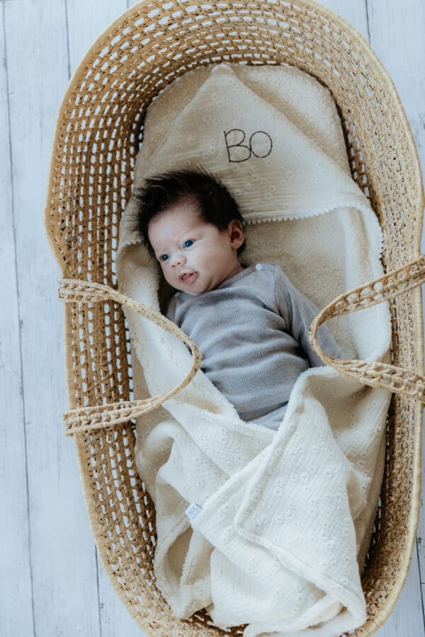 Omslagdoek broderie hydrofiel/teddy - Afbeelding 2